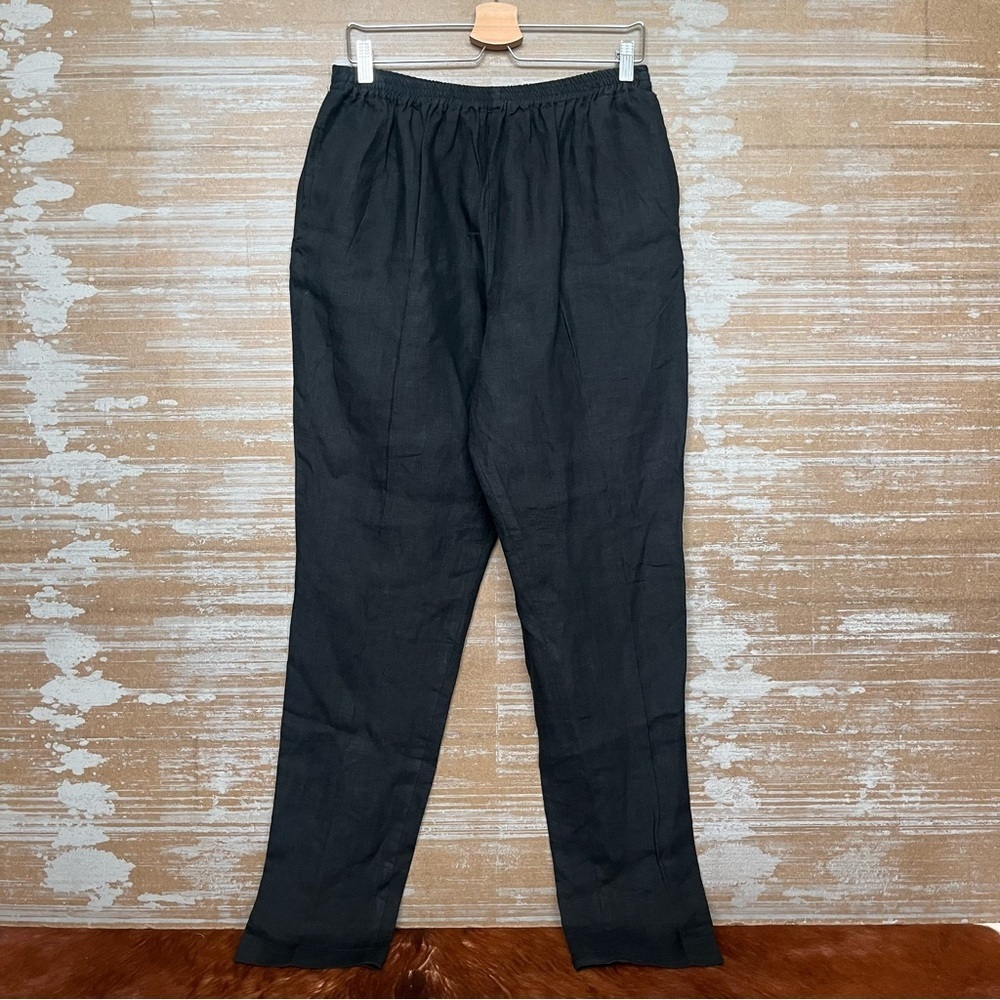 Eskandar 100% Linen Tapered High Rise Pants Laggen Look Minimalist Womens L